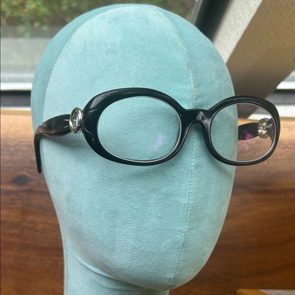 Cartier Vintage Black Oval Women's Glasses with Silver Temple Rings !!